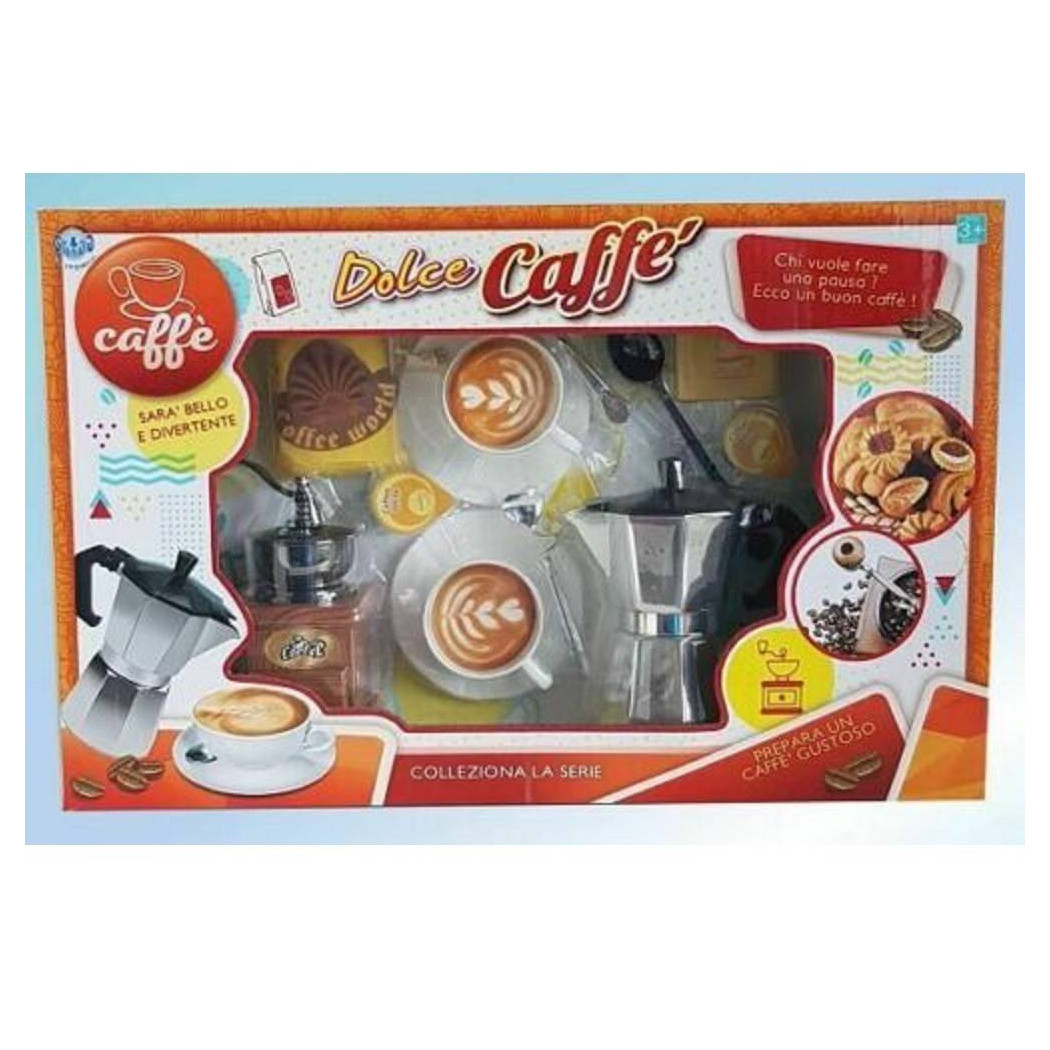 foto del prodotto trade shop dolce caff caffettiera macina tazzine cucchiaino giocattolo gioco bambina 