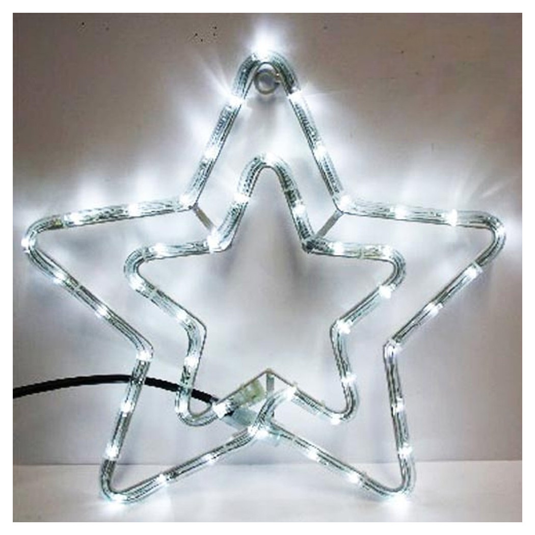 foto del prodotto trade shop doppia stella natalizia luminosa 75 led colore bianco 55x55 cm per uso esterno 