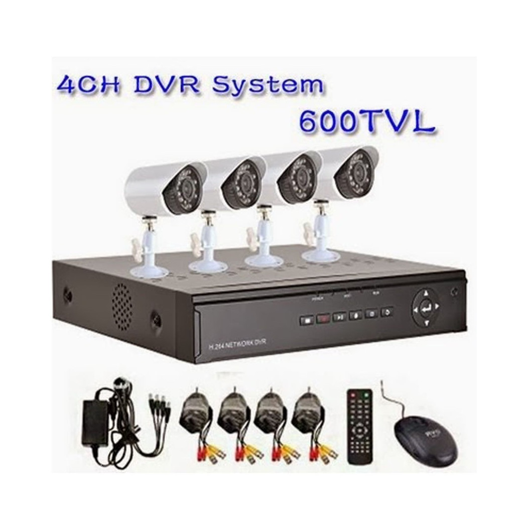 foto del prodotto trade shop dvr 4 canali 4 telecamere infrarossi led kit videosorveglianza da cellulare 