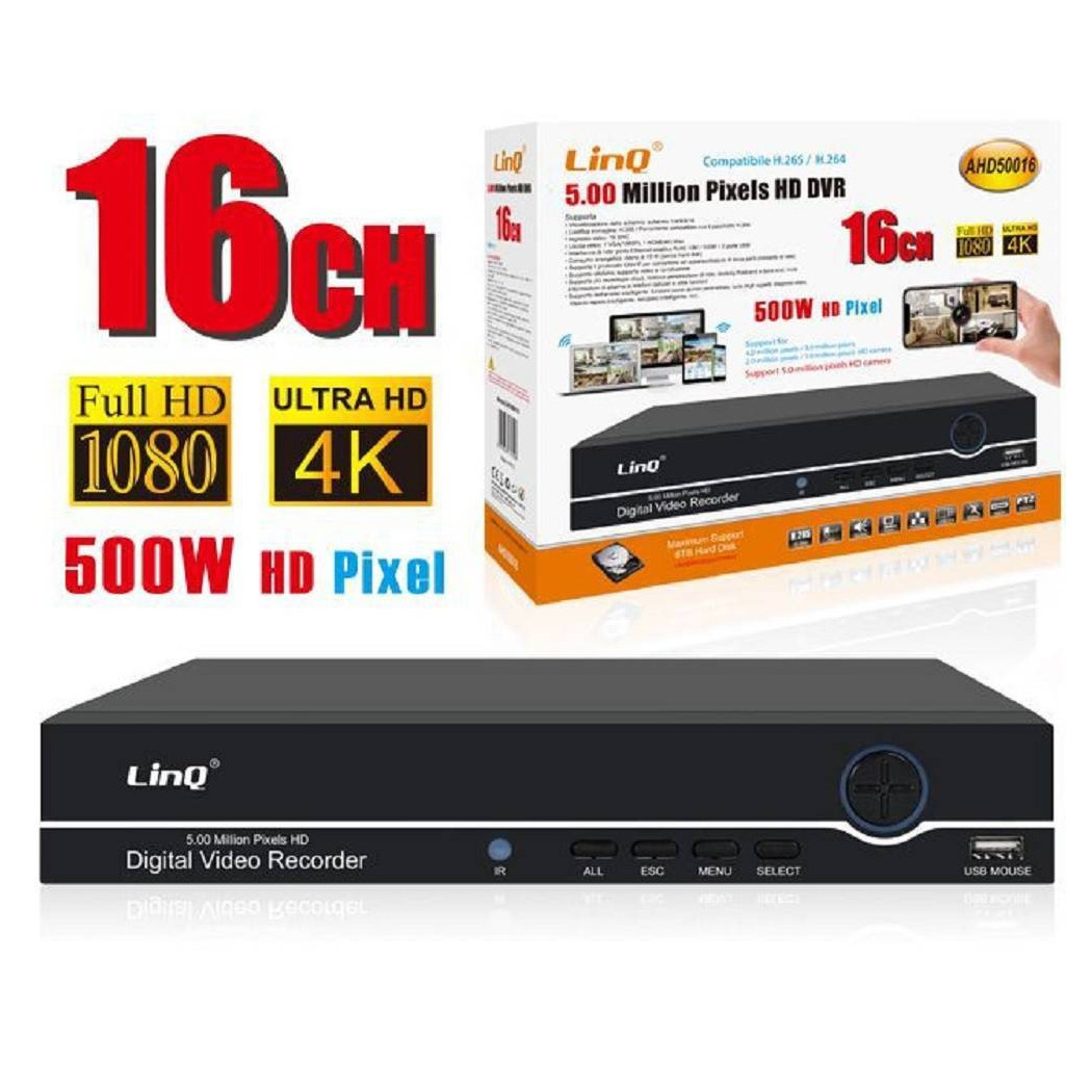 foto del prodotto trade shop dvr digital video recorder 16 canali 5mpx ahd full hd 1080p 4k 500w ahd50016 