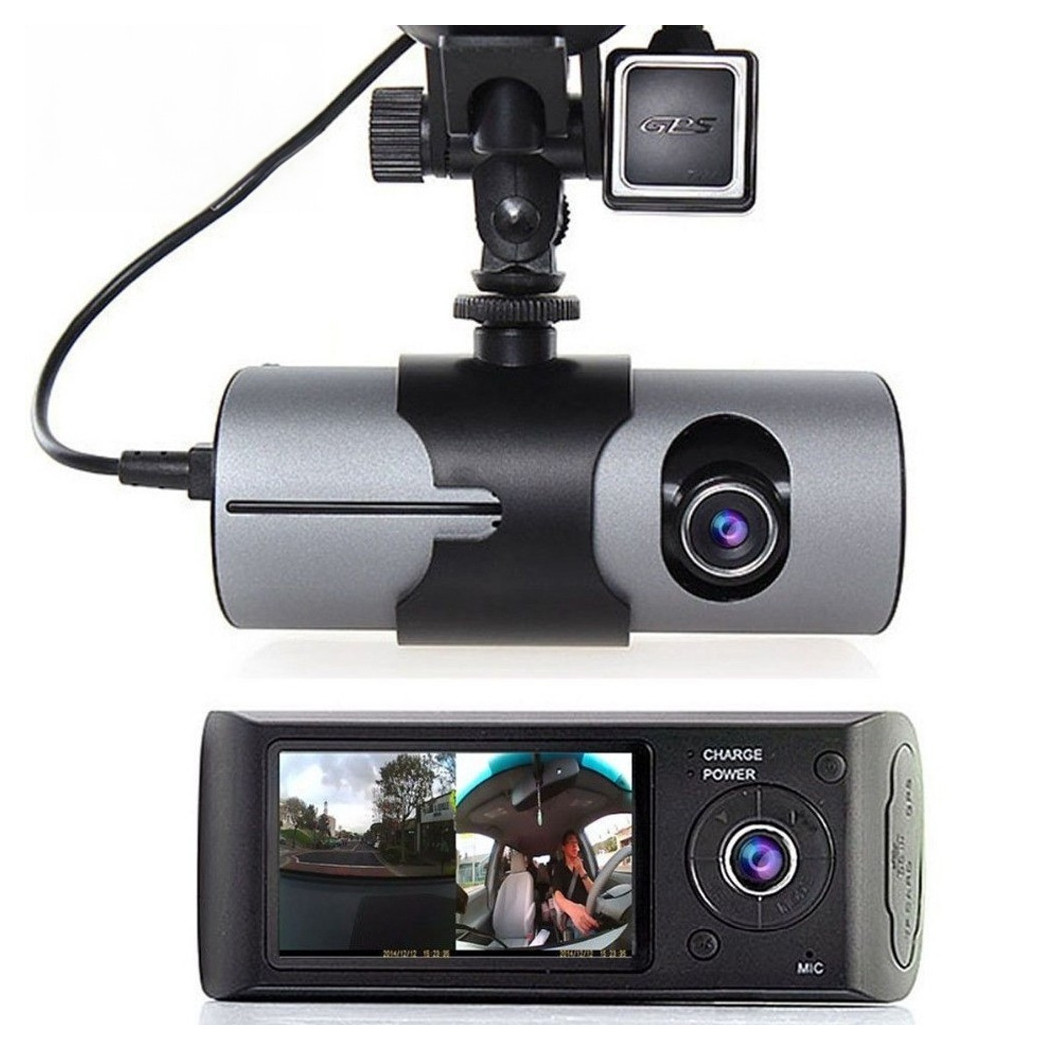 foto del prodotto trade shop dvr per veicoli auto con doppia camera frontale e posteriore con sensore gps 