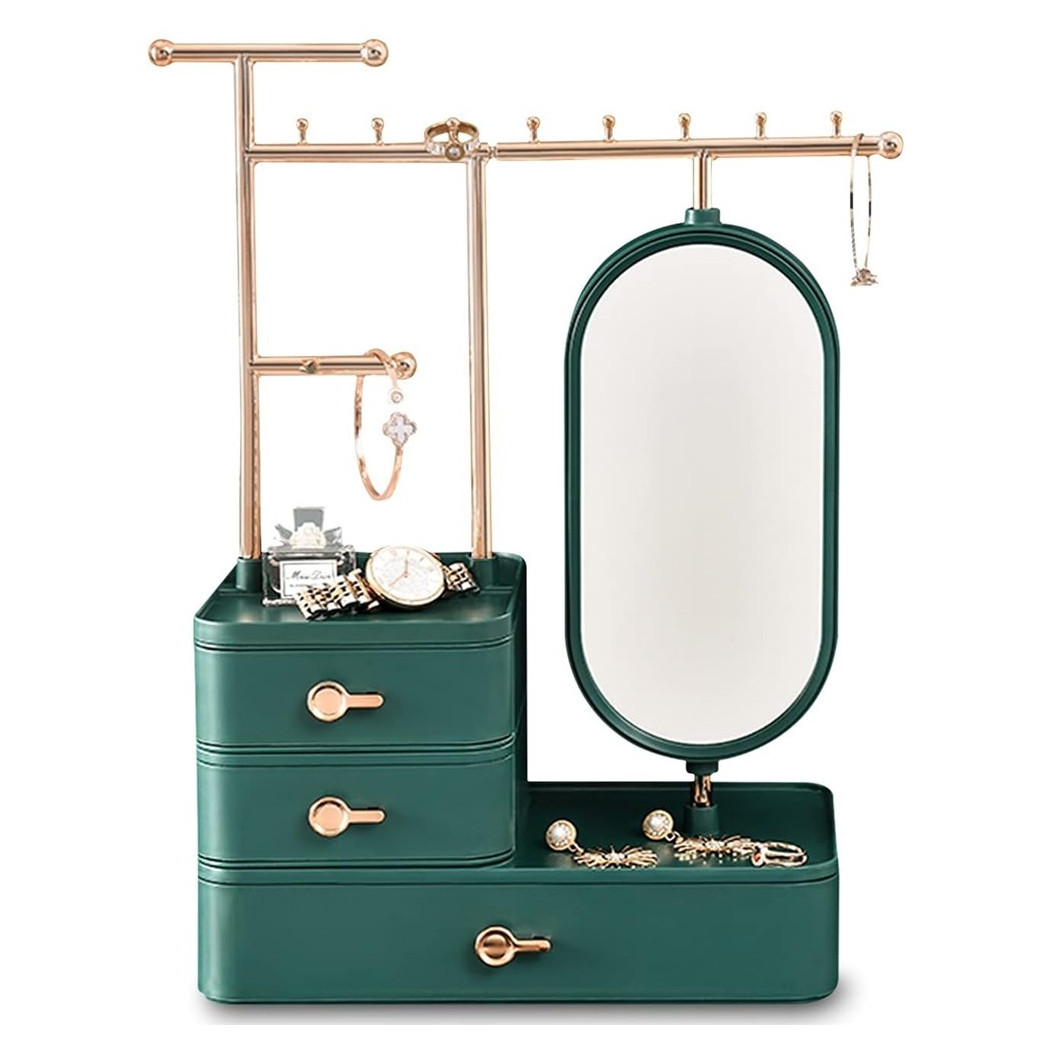 foto del prodotto trade shop espositore portagioie specchio in metallo supporto regolabile organizer scrivania 