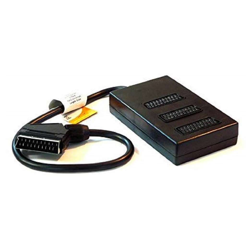 foto del prodotto trade shop euroconnettore ciabatta multipresa scart a 3 posti basetta cavo sdoppiatore ingressi 