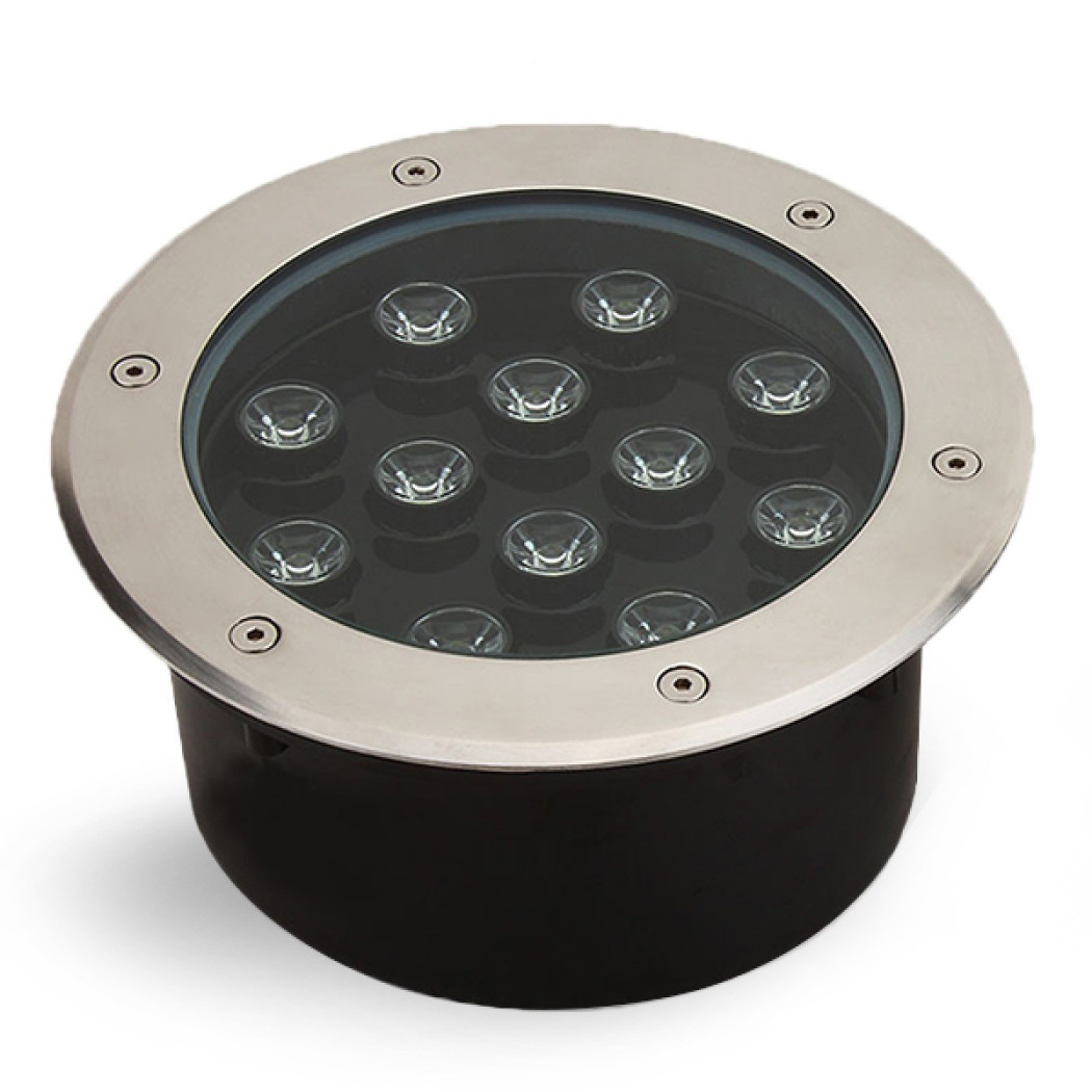 foto del prodotto trade shop faretto 12w 12 led incasso pavimento faro giardino bianco calpestabile ip68 bianco caldo 