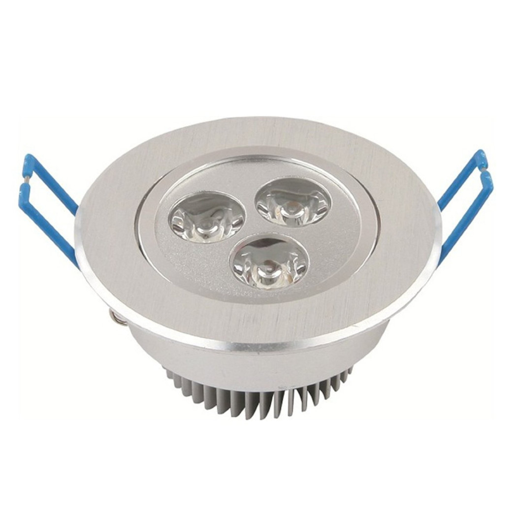 foto del prodotto trade shop faretto 3 led 3 w ad incasso con alette a molla rotondo luce fredda o calda bianco freddo 