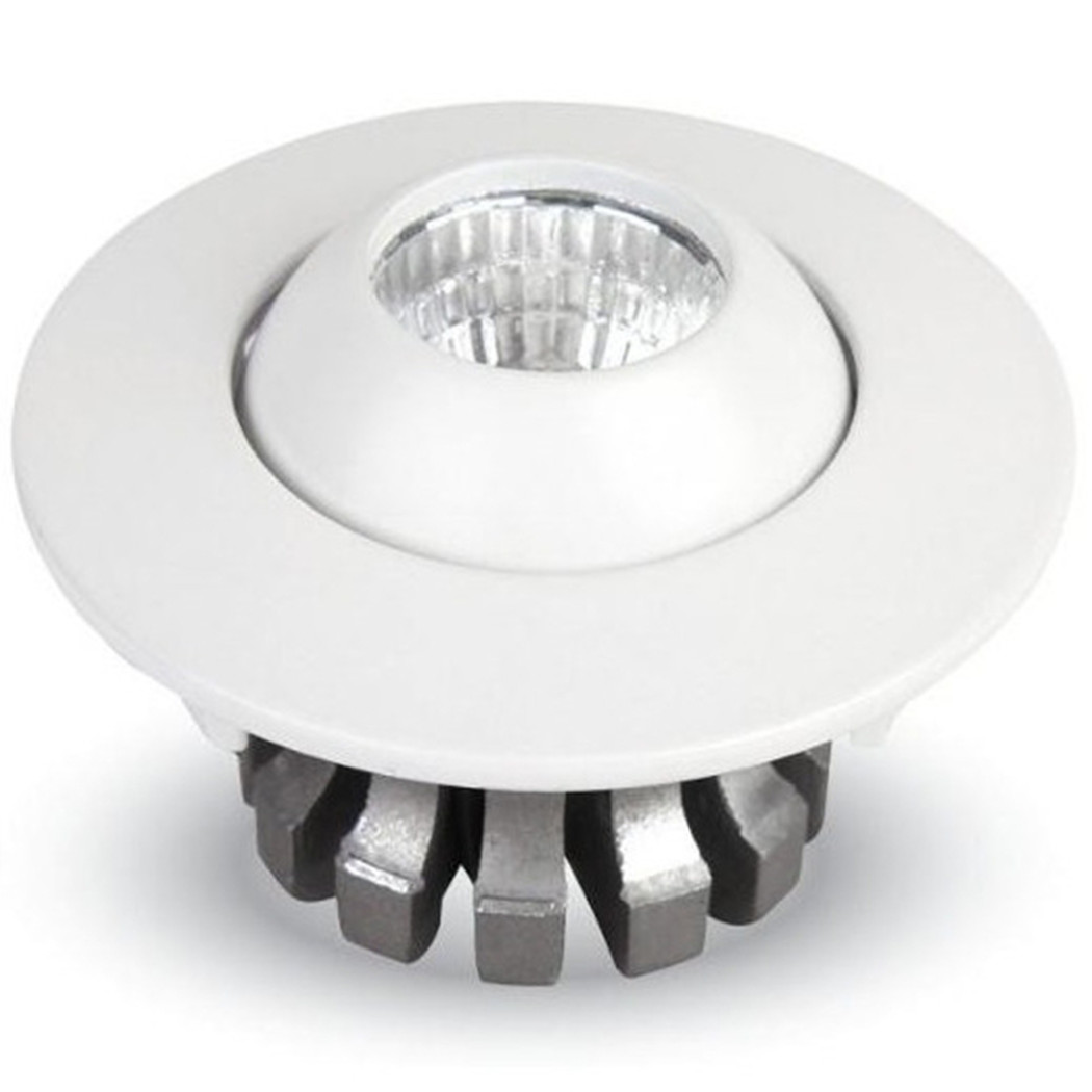 foto del prodotto trade shop faretto 3w orientabile tondo da incasso bianco lucido con alette per cartongesso bianco freddo 