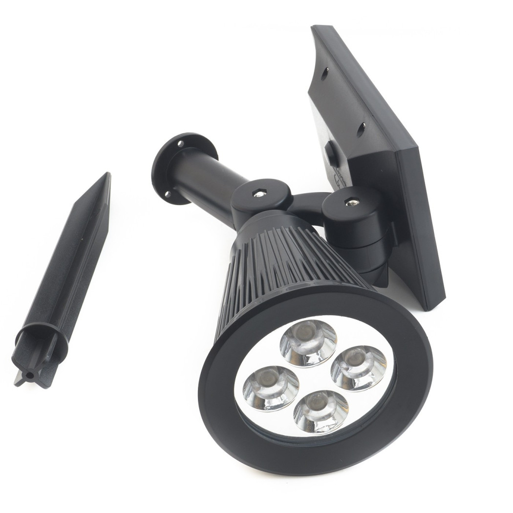 foto del prodotto trade shop faretto a led luce bianca con pannello a energia solare picchetto giardino ip65 