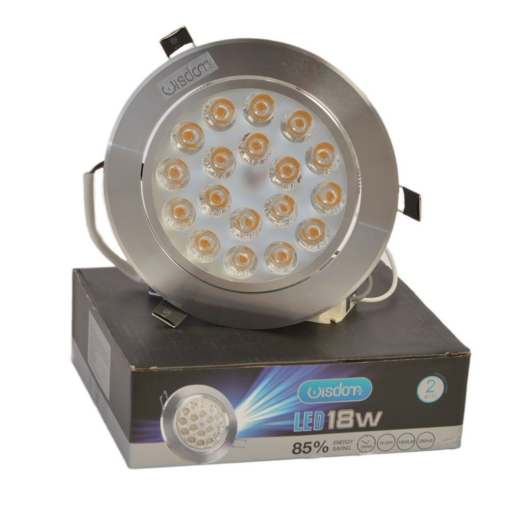 foto del prodotto trade shop faretto a led orientabile con molle per incasso da 18w luce bianco caldo freddo bianco caldo 
