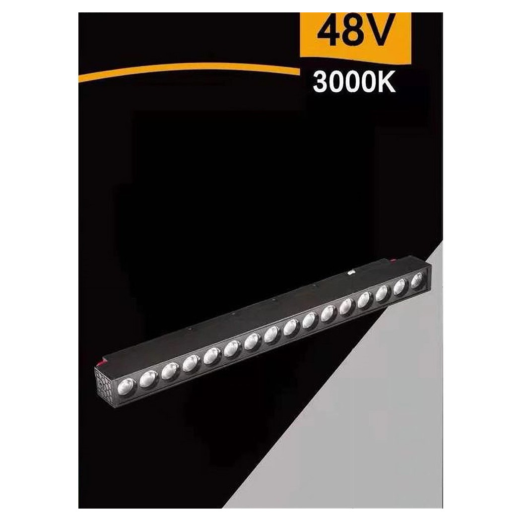 foto del prodotto trade shop faretto barra led 18w magnetico per binario monofase 48v luce 4000k 3000k fr 18w bianco caldo 