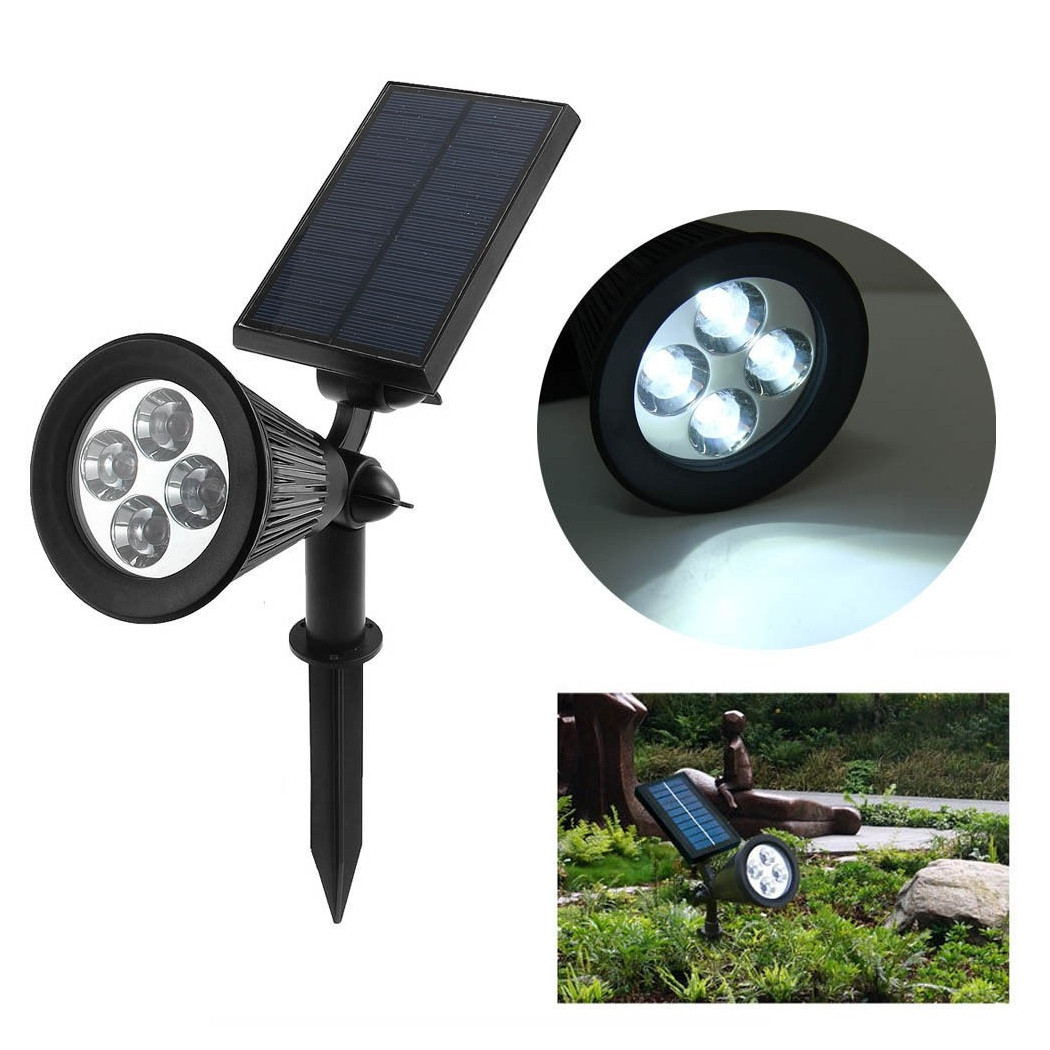 foto del prodotto trade shop faretto faro led giardino 4 led picchetto pannello energia solare giardino ip65 