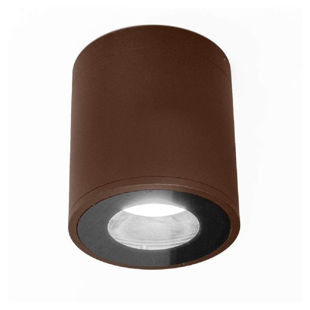 foto del prodotto trade shop faretto lampada soffitto attacco gu10 plafoniera tonda esterno led impermeabile marrone