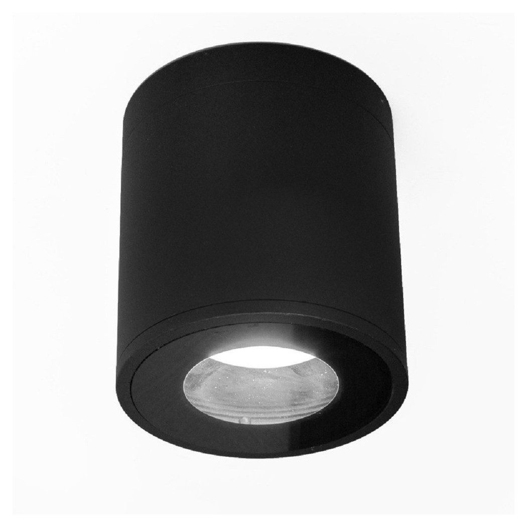 foto del prodotto trade shop faretto lampada soffitto attacco gu10 plafoniera tonda esterno led impermeabile nero