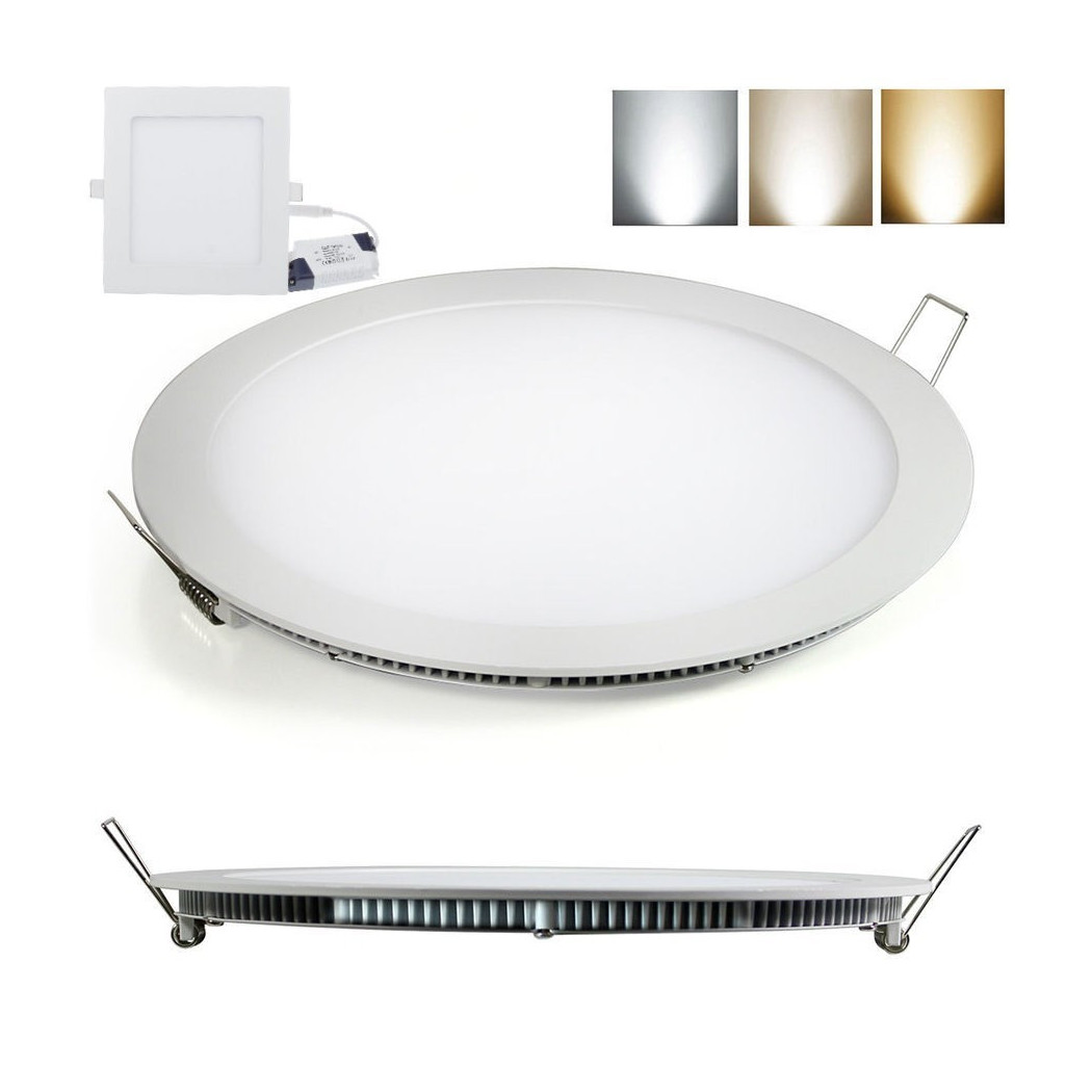 foto del prodotto trade shop faretto led 18w ultra slim quadrato incasso a molla con led driver 22.5cm bianco naturale tondo 