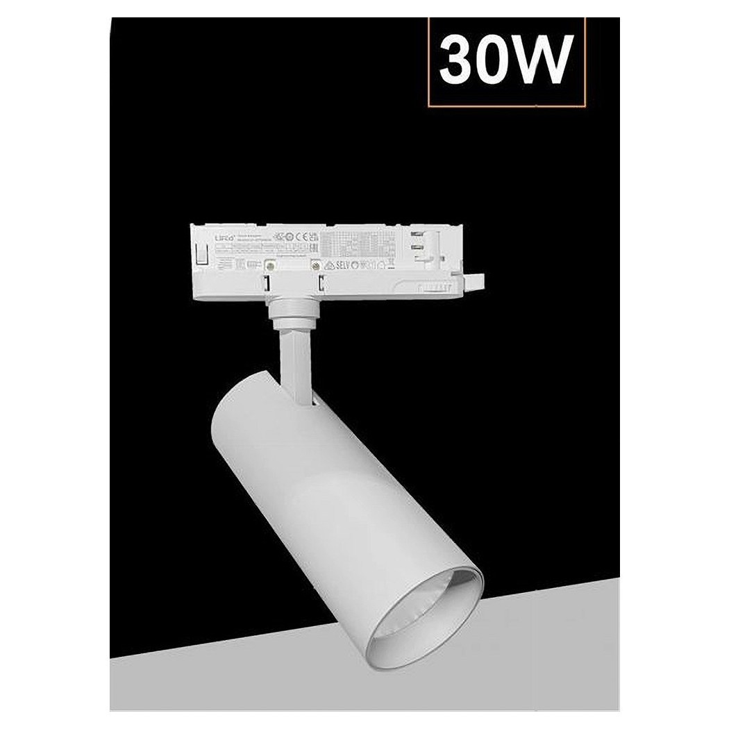 foto del prodotto trade shop faretto led 30 w binario track trifase faro luce 4000k ip20 nero bianco pt4 30w bianco