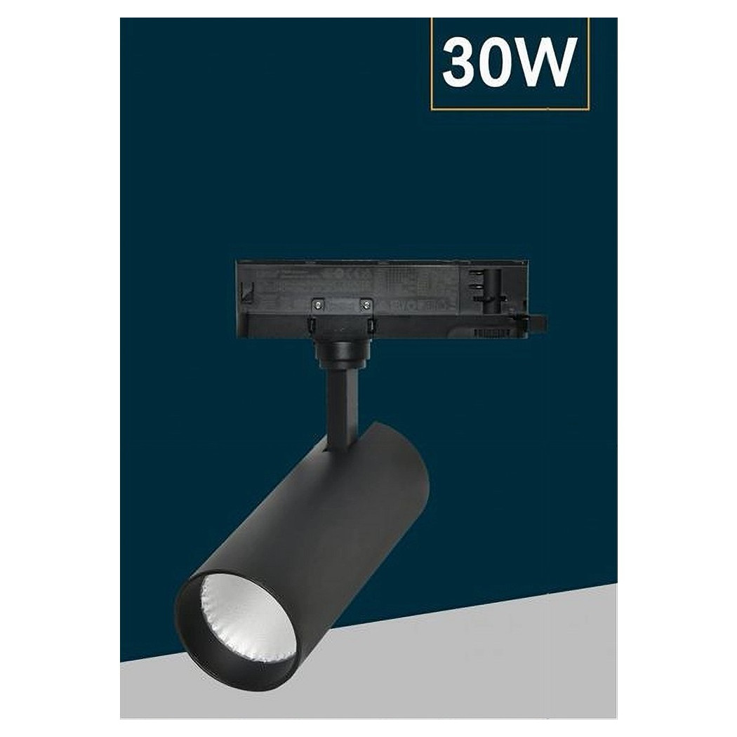 foto del prodotto trade shop faretto led 30 w binario track trifase faro luce 4000k ip20 nero bianco pt4 30w nero