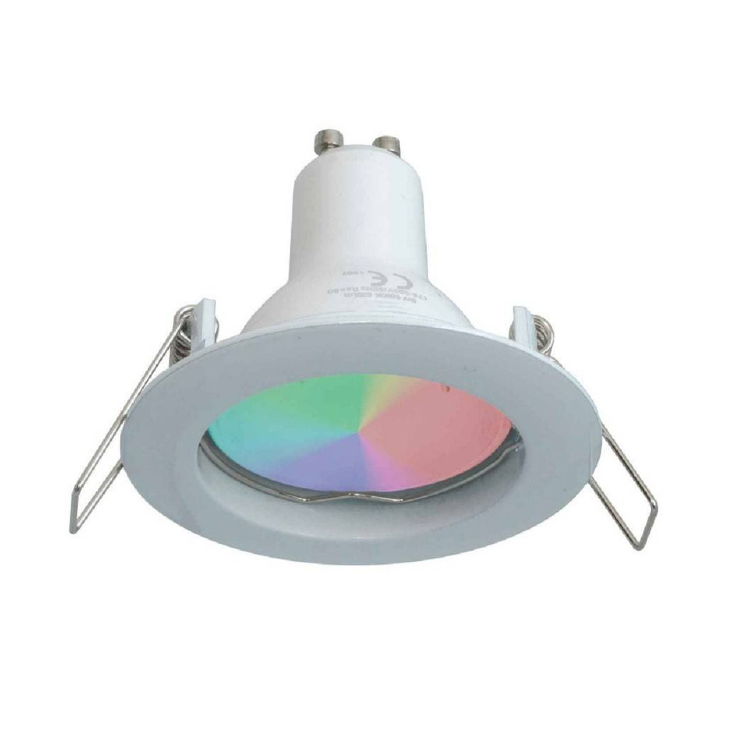 foto del prodotto trade shop faretto led 6w incasso 6 cm tondo rgb 6000k rgbw gu10 effetti luce colorata 230v bianco