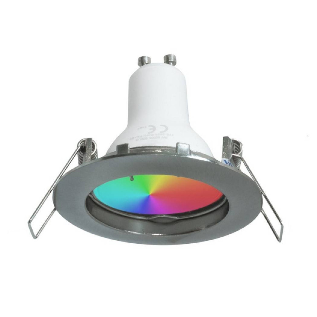 foto del prodotto trade shop faretto led 6w incasso 6 cm tondo rgb 6000k rgbw gu10 effetti luce colorata 230v silver
