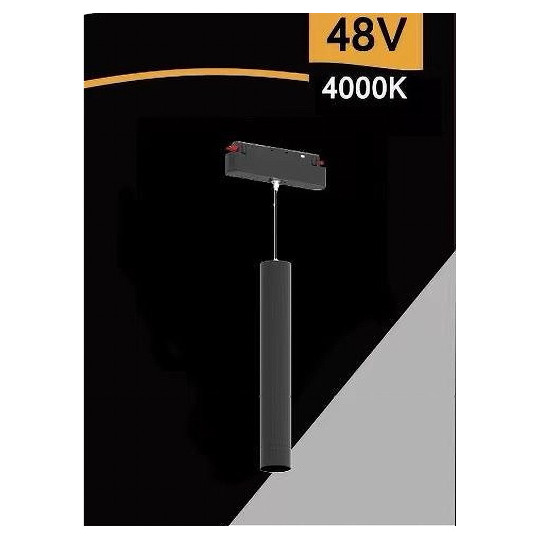 foto del prodotto trade shop faretto led a cilindro 8w nero per binario magnetico 48v luce 3000k 4000k cob 40 bianco naturale 