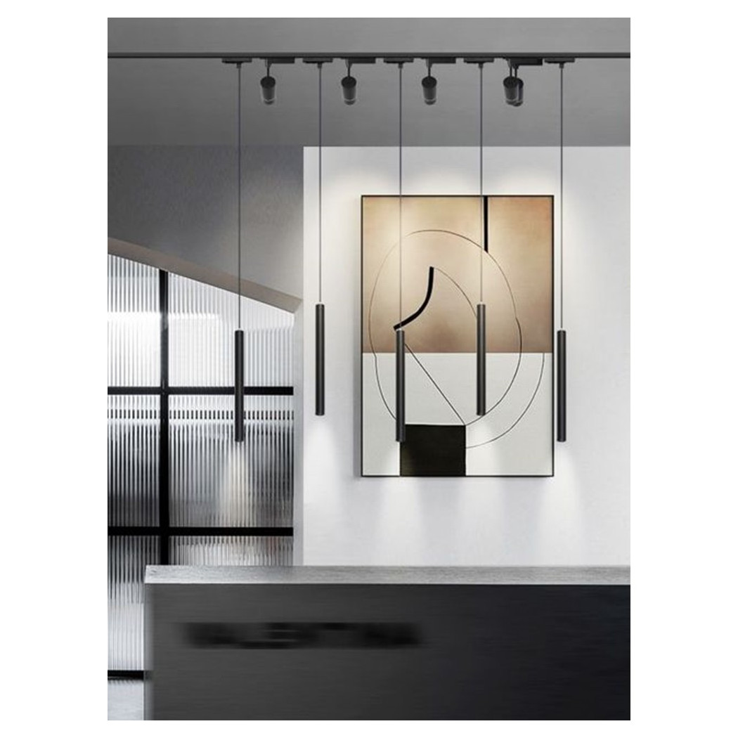 foto del prodotto trade shop faretto led a sospensione 3 w cilindro per binario track monofase lampada lp 80 nero