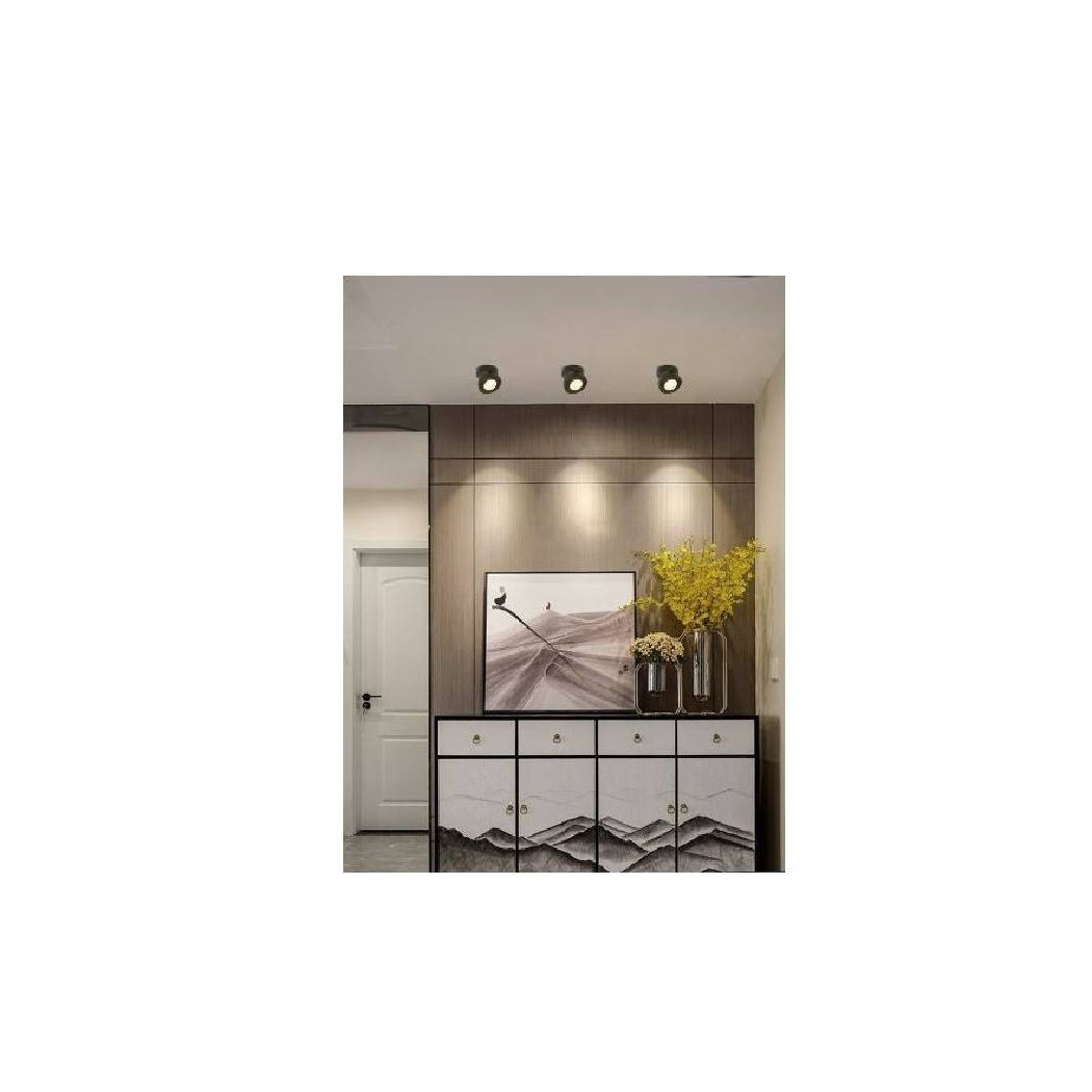 foto del prodotto trade shop faretto led a superficie orientabile 7watt luce naturale fredda ip20 nero f 7w n bianco naturale 