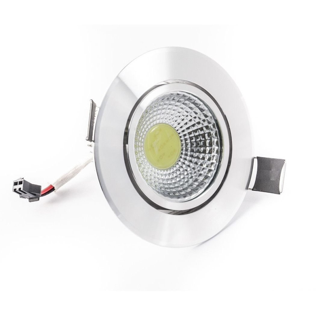 foto del prodotto trade shop faretto led cob incasso da 3w 5w 7w 12w 20w 30w con molle alette alta potenza silver bianco freddo 9 watt