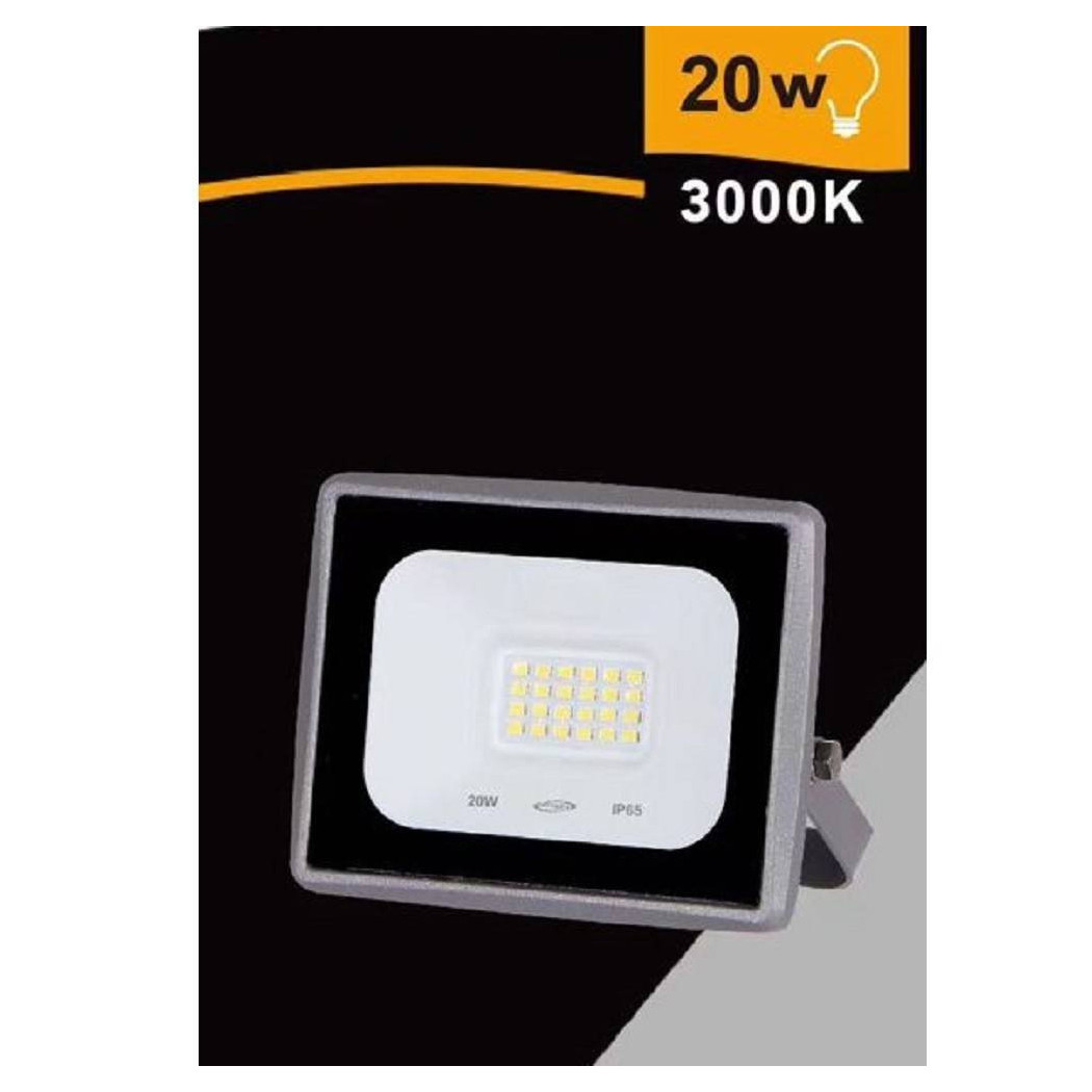 foto del prodotto trade shop faretto led faro 20 w 1800 lm ip65 grigio luce calda fredda naturale ek02 20w g bianco caldo 