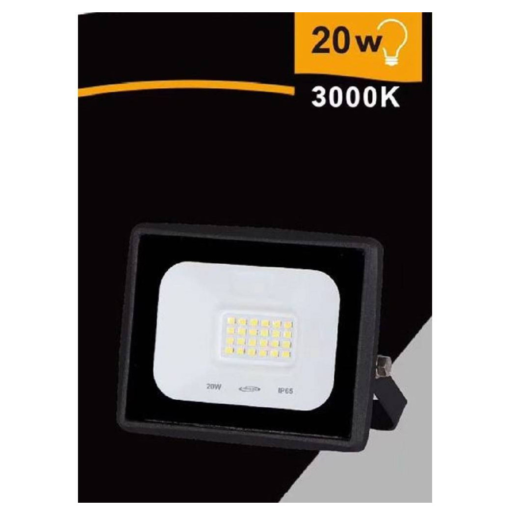 foto del prodotto trade shop faretto led faro 20 watt 1800 lm ip65 nero luce fredda calda naturale ek02 20w n bianco caldo 