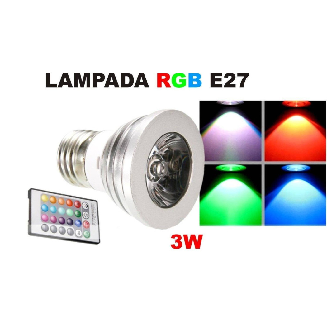 foto del prodotto trade shop faretto led luce rgb programmabile multicolor e27 gu10 e14 mr16 con telecomando e27 