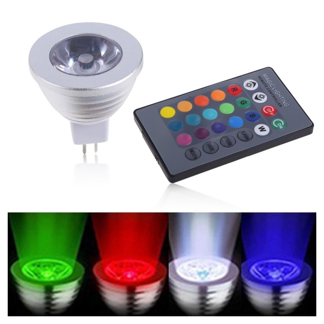 foto del prodotto trade shop faretto led luce rgb programmabile multicolor e27 gu10 e14 mr16 con telecomando mr16 