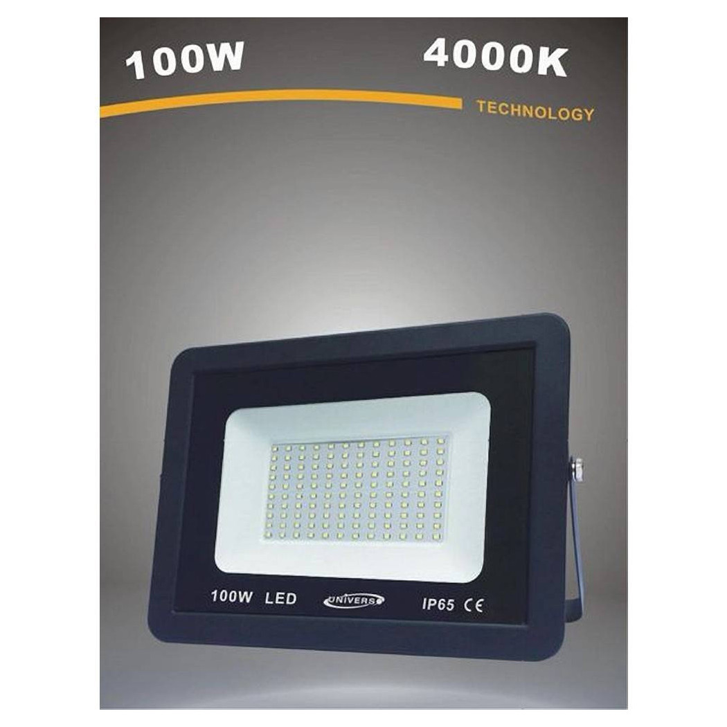 foto del prodotto trade shop faretto led proiettore da esterno 100w nero ip65 luce 6500k 4000k 3000k bianco naturale 