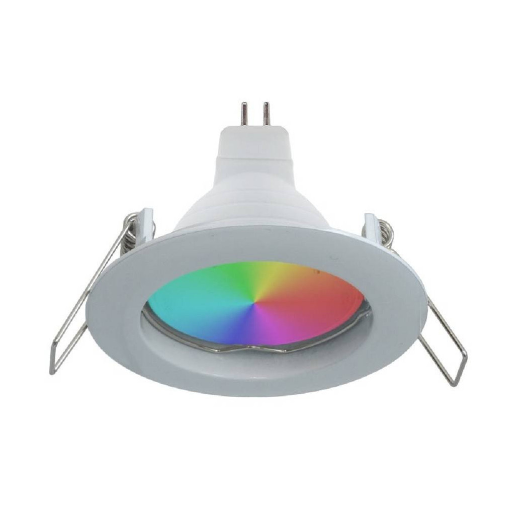 foto del prodotto trade shop faretto led rgb 6000k 6 w 12v incasso 6cm tondo rgbw effetti luce colorata barca bianco