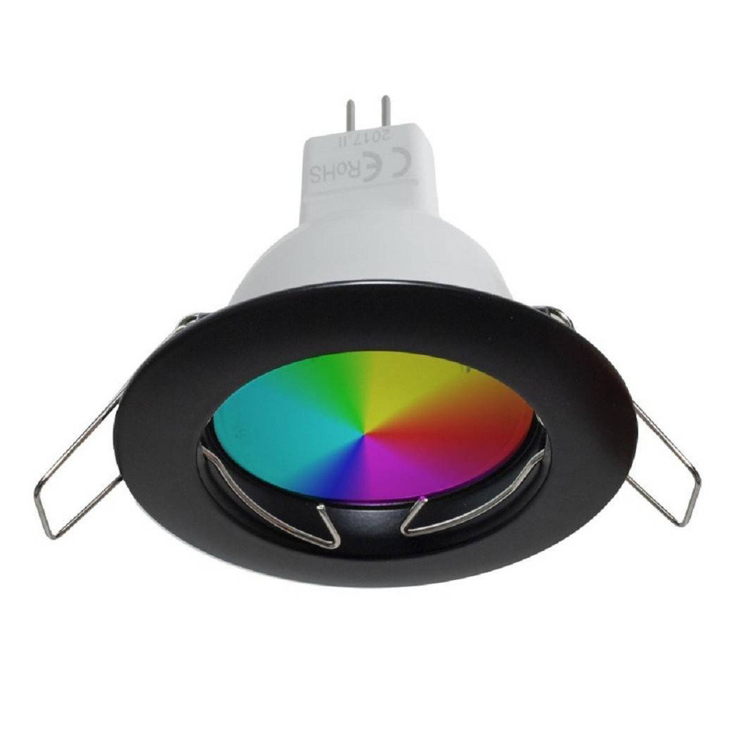 foto del prodotto trade shop faretto led rgb 6000k 6 w 12v incasso 6cm tondo rgbw effetti luce colorata barca nero