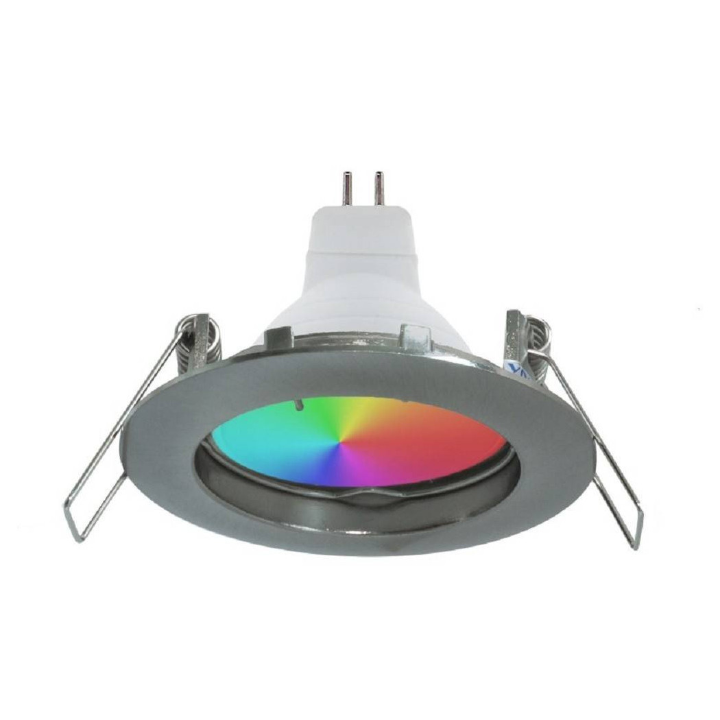foto del prodotto trade shop faretto led rgb 6000k 6 w 12v incasso 6cm tondo rgbw effetti luce colorata barca silver