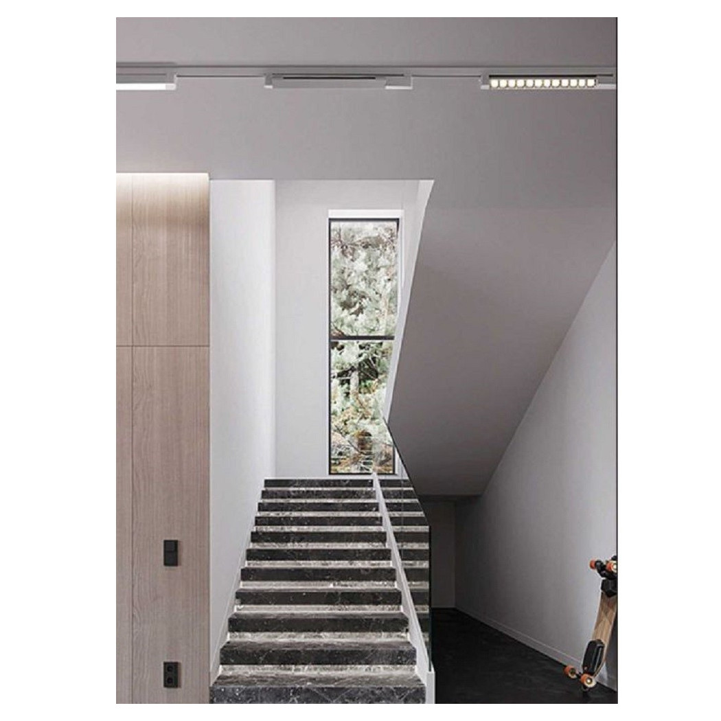 foto del prodotto trade shop faretto orientabile binario 12w 6 led bianco nero luce 6500k 4000k 3000k pst 27 bianco bianco caldo 