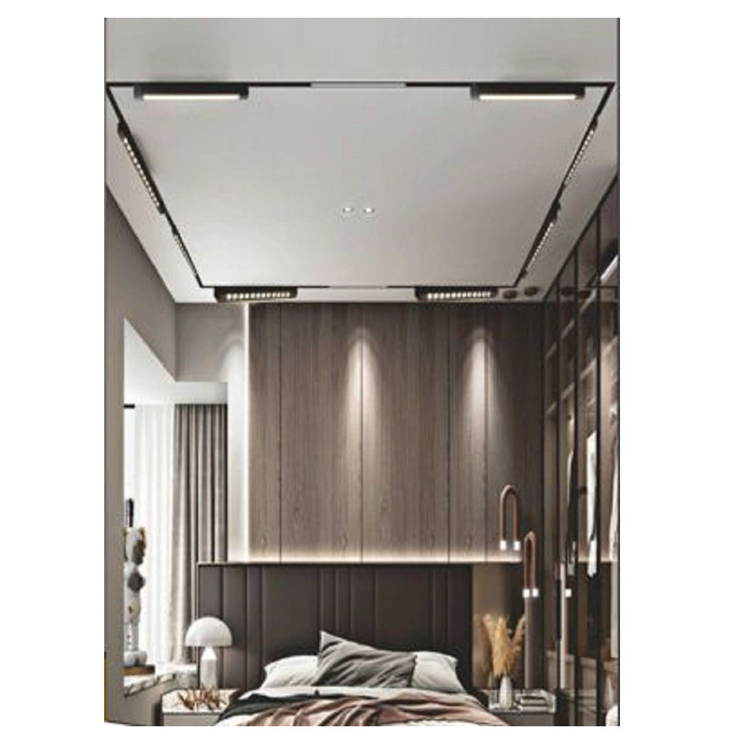 foto del prodotto trade shop faretto orientabile binario 12w 6 led bianco nero luce 6500k 4000k 3000k pst 27 nero bianco naturale 