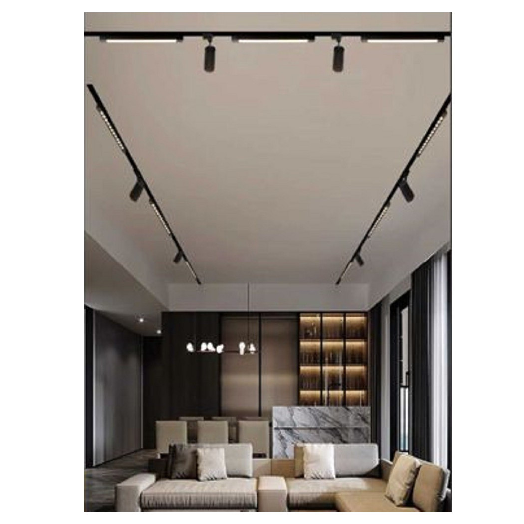 foto del prodotto trade shop faretto orientabile binario 26 w 12led bianco nero luce 3000k 6500k 4000k pst 47 nero bianco caldo 