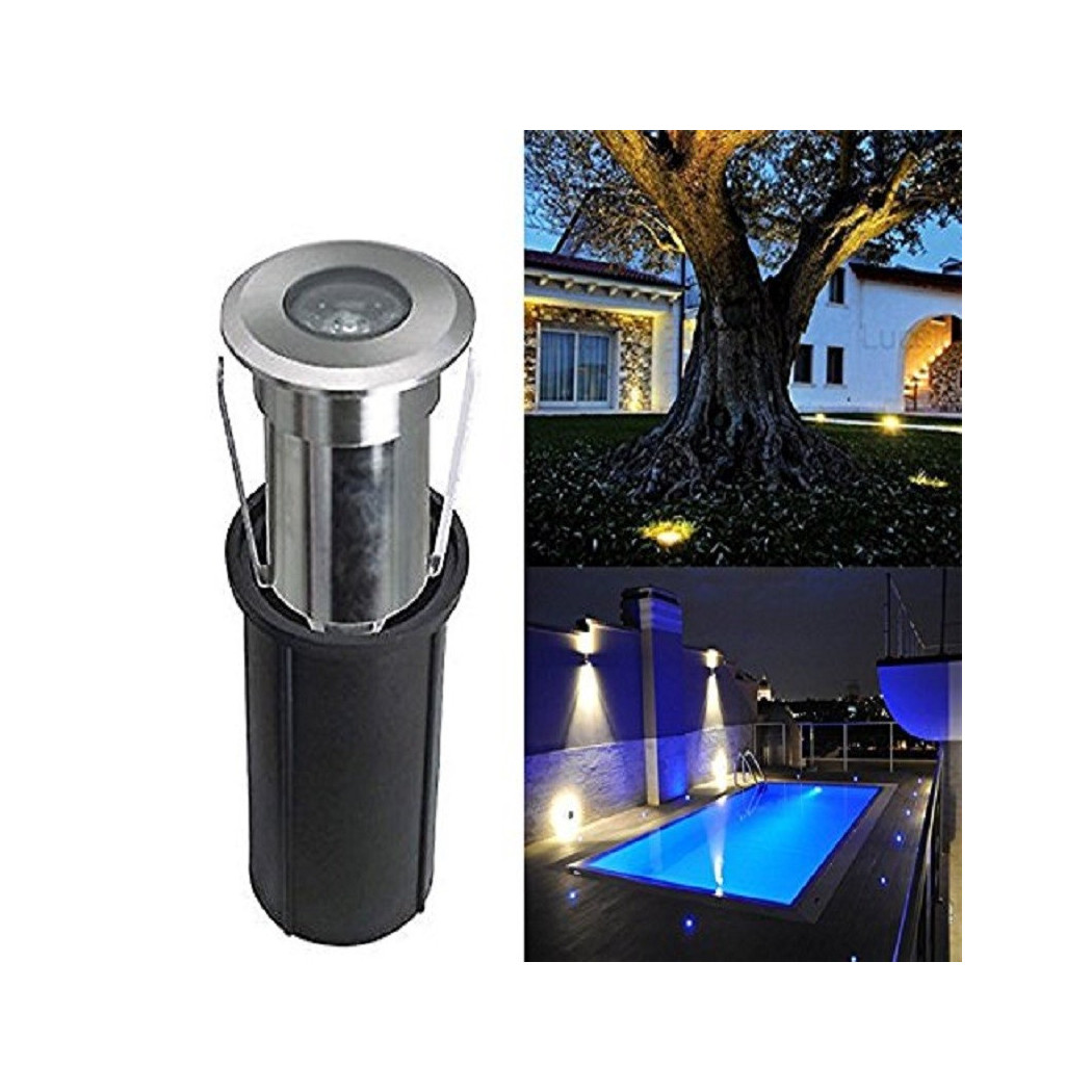 foto del prodotto trade shop faretto segnapasso led 2w luce blu ray calpestabile impermeabile incasso esterno ip68 