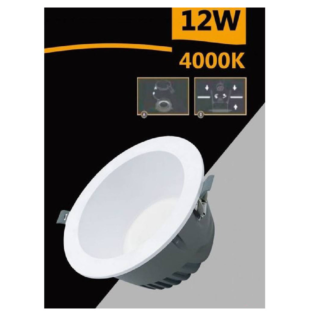 foto del prodotto trade shop faretto smd led da incasso rotondo 12 watt 1100 lumen luce 4000k 6500k gl ag12 bianco naturale 