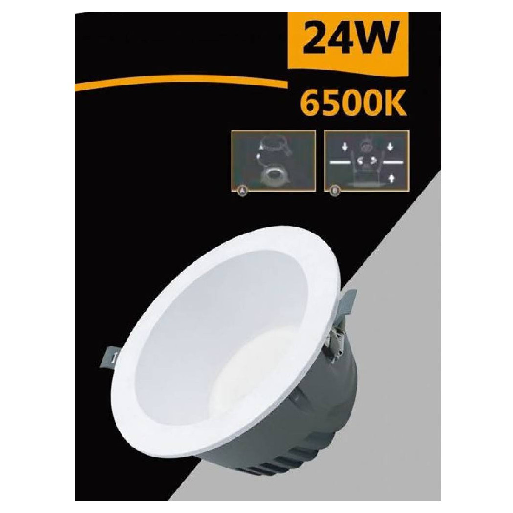 foto del prodotto trade shop faretto smd led da incasso rotondo 24watt 2400lm luce bianco 4000k 6500k gl ag24 bianco freddo 