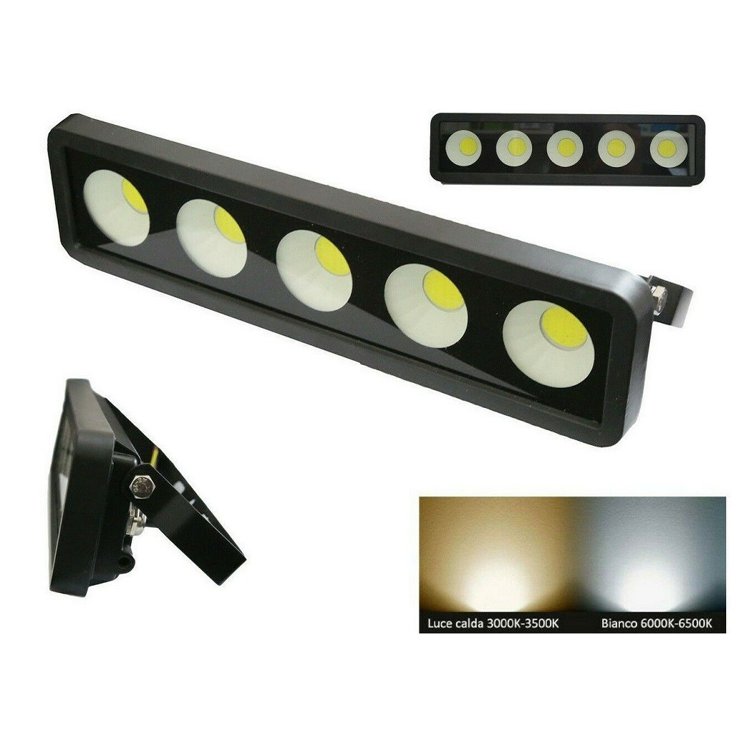 foto del prodotto trade shop faro a led da esterno slim faretto sottile ip65 50 watt led flood con staffa bianco caldo 