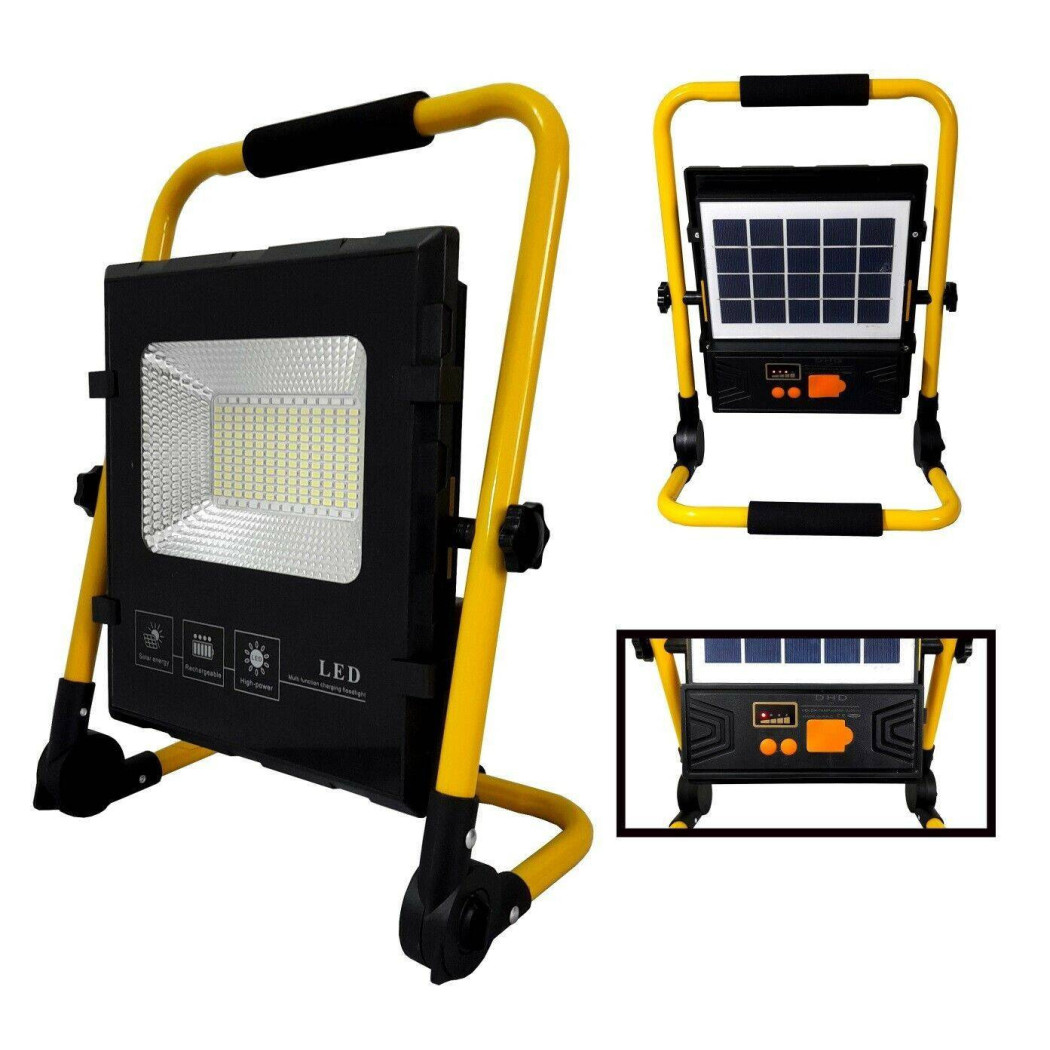 foto del prodotto trade shop faro di emergenza a led 100w con pannello solare ricaricabile torcia sos 