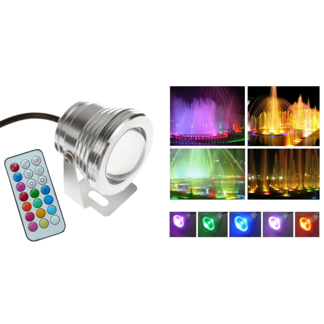 foto del prodotto trade shop faro faretto led orientabile calda fredda rgb 10 watt cob 12 volt ip 65 luce bianco caldo 