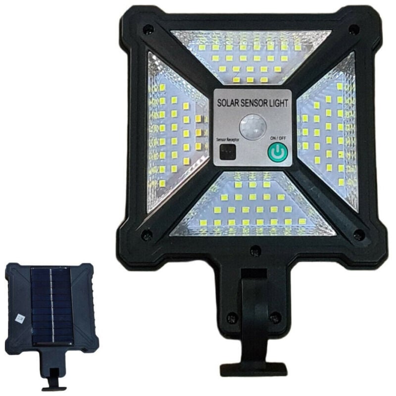 foto del prodotto trade shop faro lampione stradale con pannello solare sensore di movimento led telecomando 
