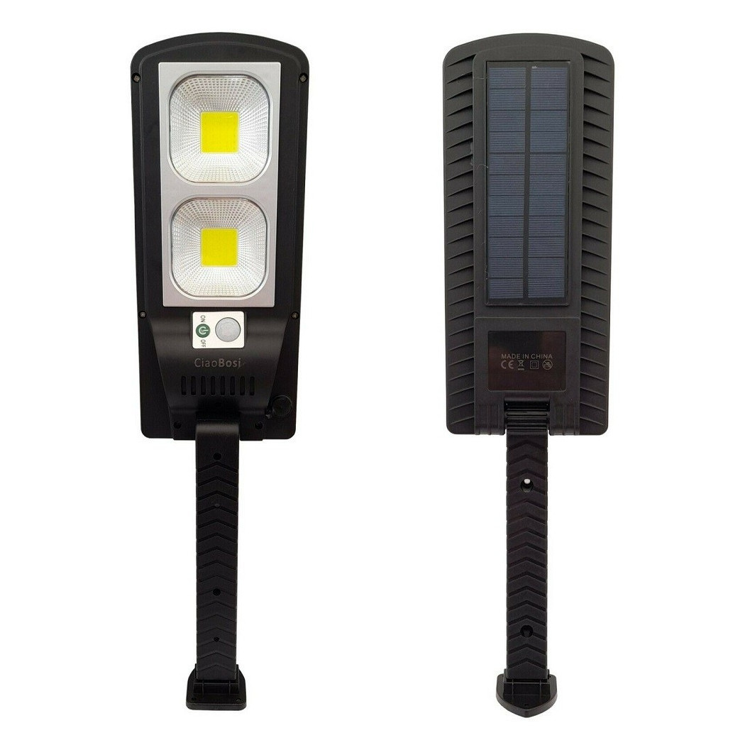 foto del prodotto trade shop faro lampione stradale pannello solare fotovoltaico sensore 120w 60 led cob 9330 