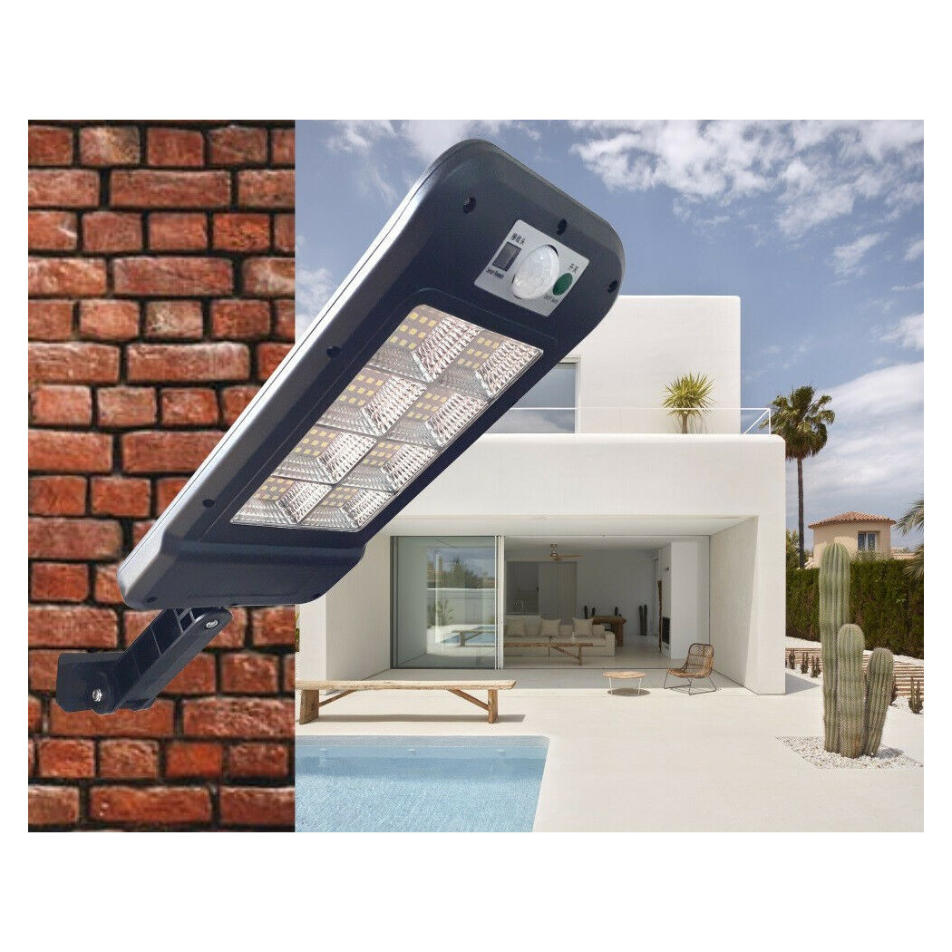 foto del prodotto trade shop faro lampione stradale pannello solare fotovoltaico sensore 128 led smd hs 8013c 