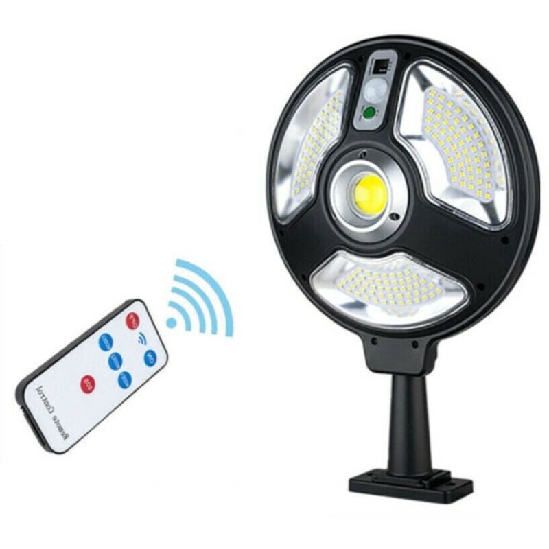 foto del prodotto trade shop faro lampione stradale solare con sensore di movimento telecomando 120 led 1288b 