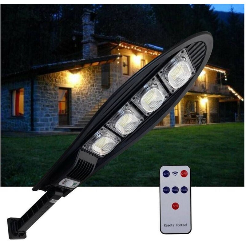 foto del prodotto trade shop faro lampione stradale solare con sensore di movimento telecomando 168 led w779b 
