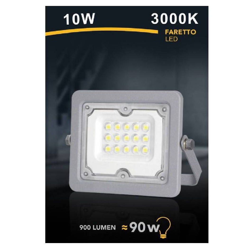 foto del prodotto trade shop faro led 10 w ultra slim grigio esterno ip65 luce fredda naturale calda fs10w g bianco caldo 