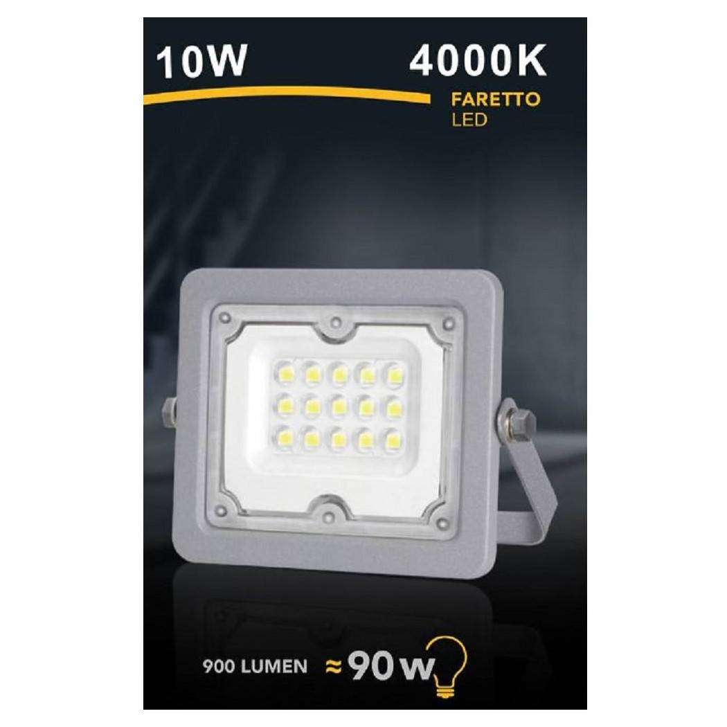 foto del prodotto trade shop faro led 10 w ultra slim grigio esterno ip65 luce fredda naturale calda fs10w g bianco naturale 