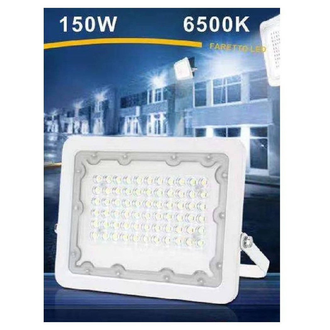 foto del prodotto trade shop faro led 150 watt proiettore esterno ip65 bianco luce 6500k 4000k 3000k fs150w b bianco freddo 